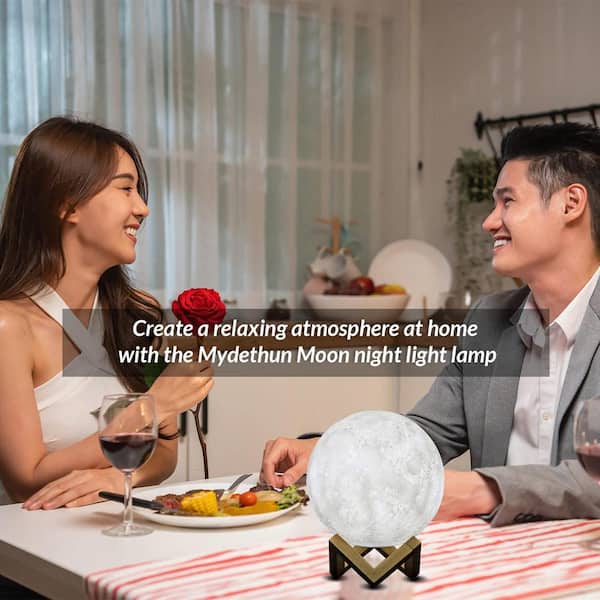 5.9 in. Tall 0.7-Watt Maximum LED Night Light 3D Star Moon Lamp, Remote and Touch Control USB Rechargeable