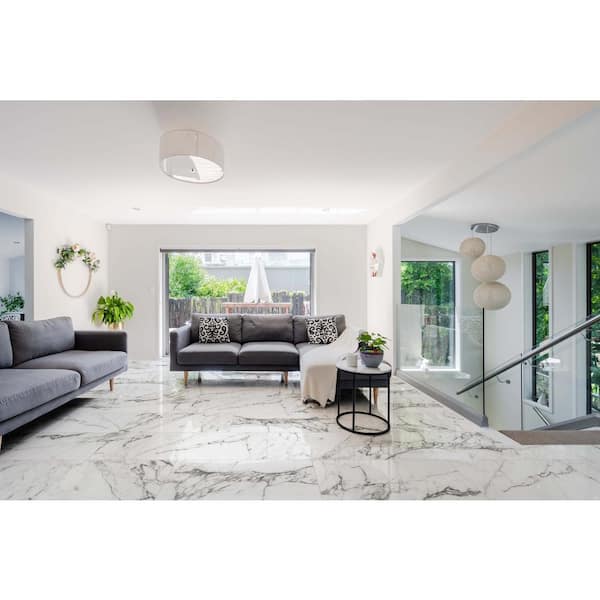 Donatello 16 in. x 32 in. Polished Porcelain Marble Look Floor and Wall Tile (14.2 sq. ft./Case)