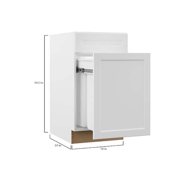 Designer Series Melvern White Assembled Dual Pull Out Trash Can Base Kitchen Cabinet (18 in. x 34.5 in. x 23.75 in.)
