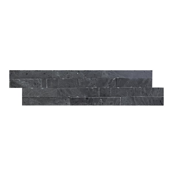Premium Black Splitface Ledger Panel 6 in. x 24 in. Natural Slate Wall Tile (8 sq. ft./Case)