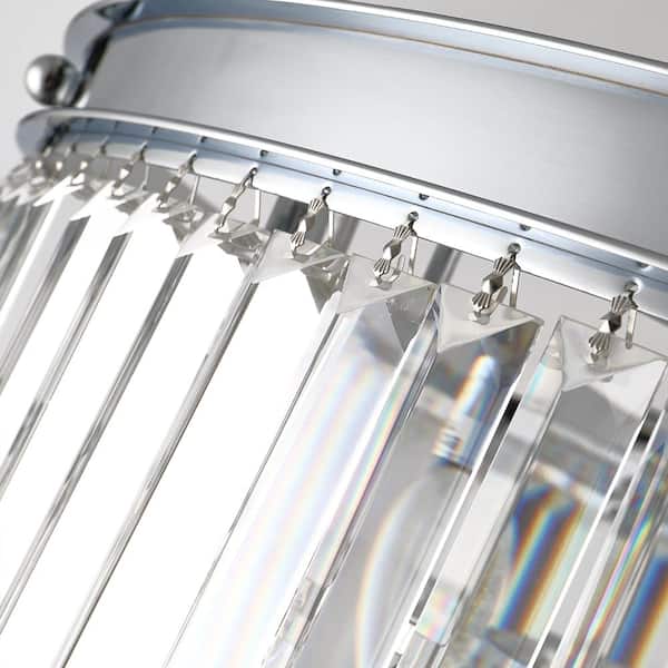 Annapolis 12-Light Chrome/Clear Unique Tiered Chandelier with Crystal Accents