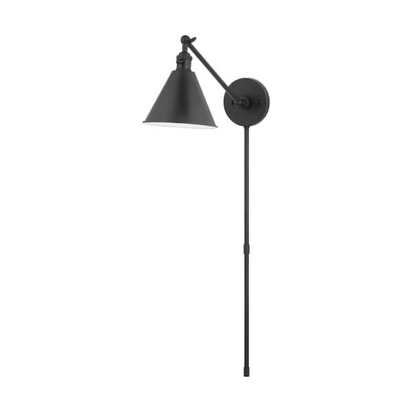 Salem 1-Light Midnight Black Wall Sconce with Midnight Black Metal Shade