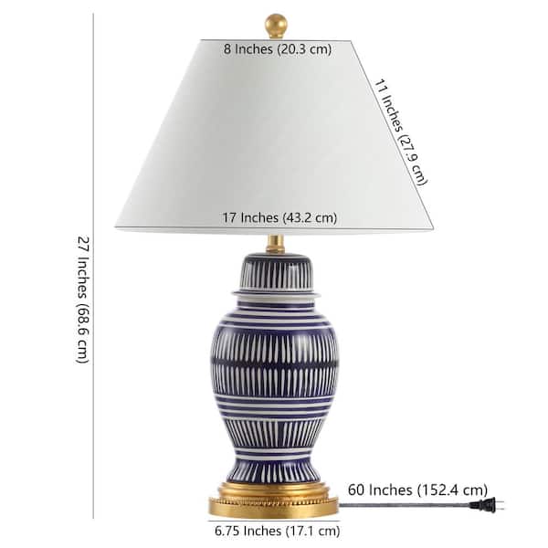 Reed 27 in. Navy Ceramic/Iron Modern Coastal LED Table Lamp