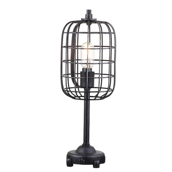Odette 20 in. Black/Silver Industrial Metal Table Lamp