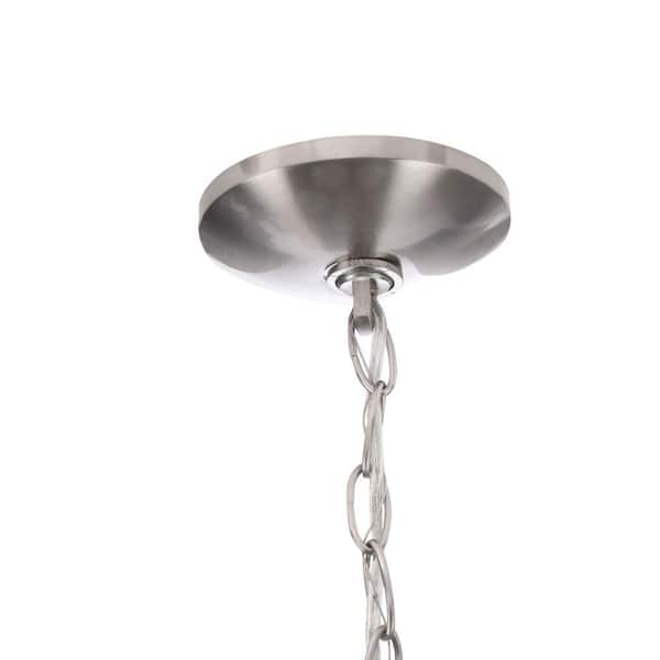 Halophane 5-Light Brushed Nickel Chandelier with Frosted Ribbed Glass Shades