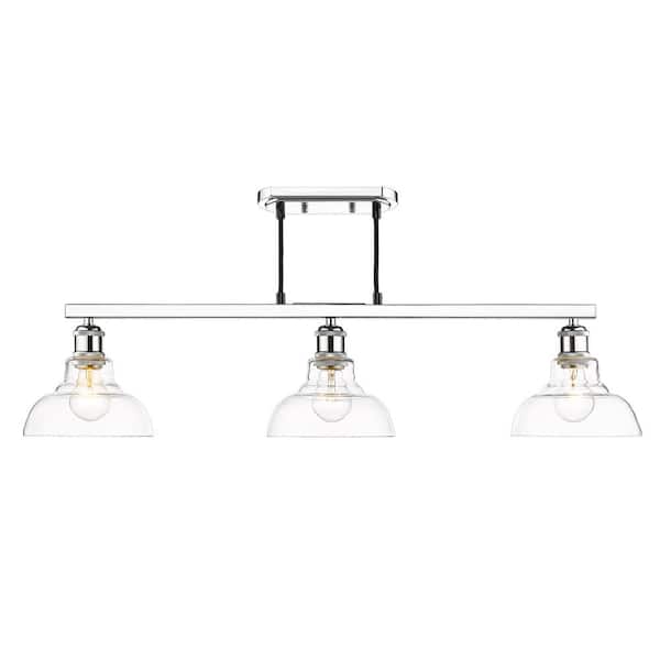 Carver 35.5 in. 3-Light Chrome Semi-Flush Mount