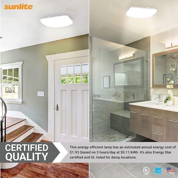 11 in. 1-Light White Dimmable Square Mushroom LED Flush Mount Light, Cool White 4000K