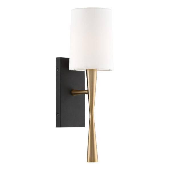 Trenton 1-Light Aged Brass + Black Forged Sconce