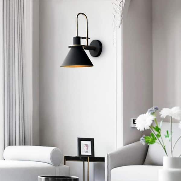 Luckyday 7 in. Modern 1-Light Matte Black Wall Sconce