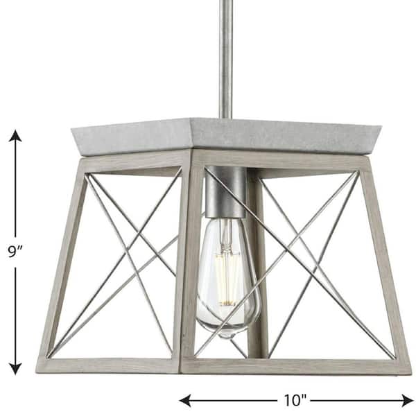 Briarwood Collection 1-Light Bleached Oak Kitchen Farmhouse Mini-Pendant Hanging Light