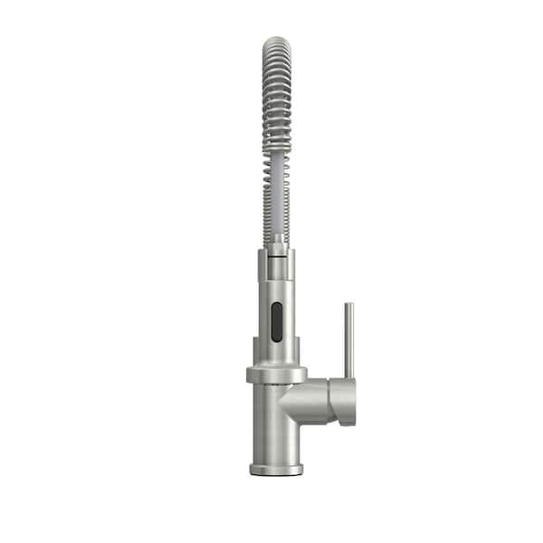Cartway Single-Handle Spring Non Pull-Down Sprayer Kitchen Faucet in Brush Nickel