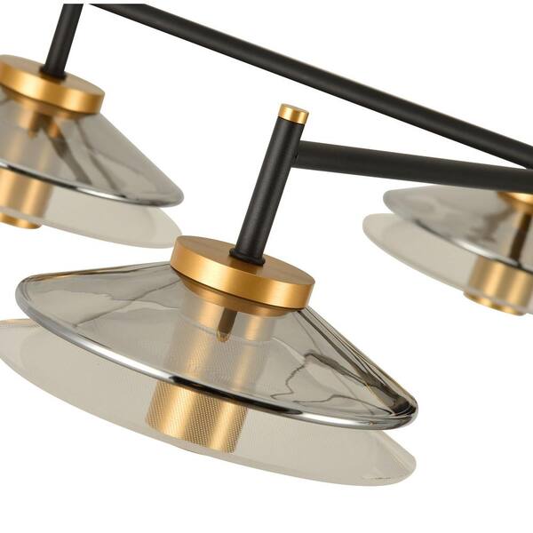 Verona 31 in. 5-Light ETL Certified Integrated LED Black Chandelier Lighting Fixture with Glass Shades