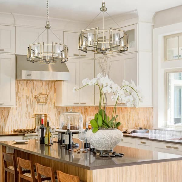 Marco 5-Light White Gold Chandelier with Clear Glass Shade