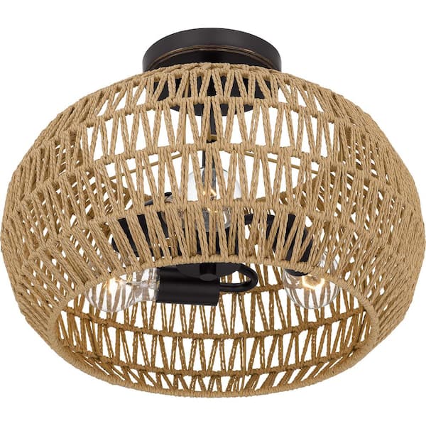 Casablanca 16 in. 3-Light Palladian Bronze Semi-Flush Mount