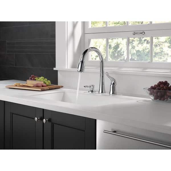 Kate Single-Handle Pull-Down Sprayer Kitchen Faucet with MagnaTite Docking and Soap Dispenser in Chrome