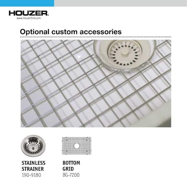 Houzer Farmhouse Apron Front 33 inch Fireclay Single Bowl Kitchen Sink, White, PTG-4300 WH