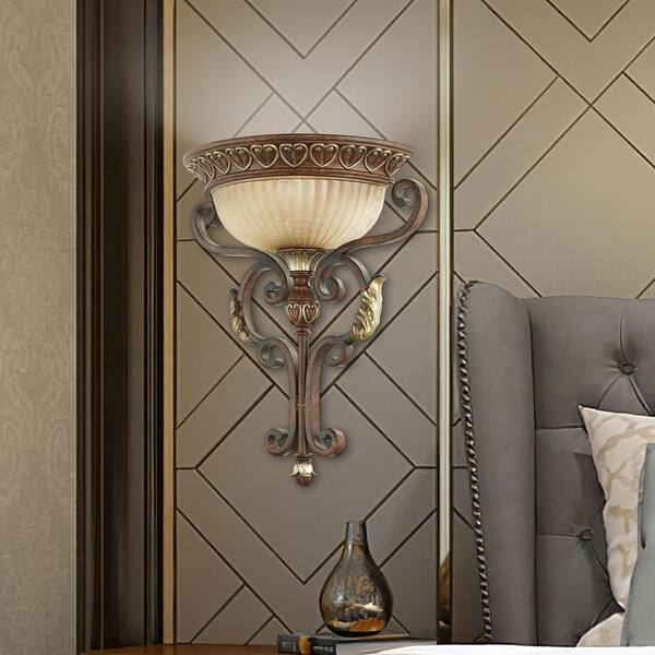 Villa Verona 1 Light Verona Bronze with Aged Gold Leaf Accents Wall Sconce