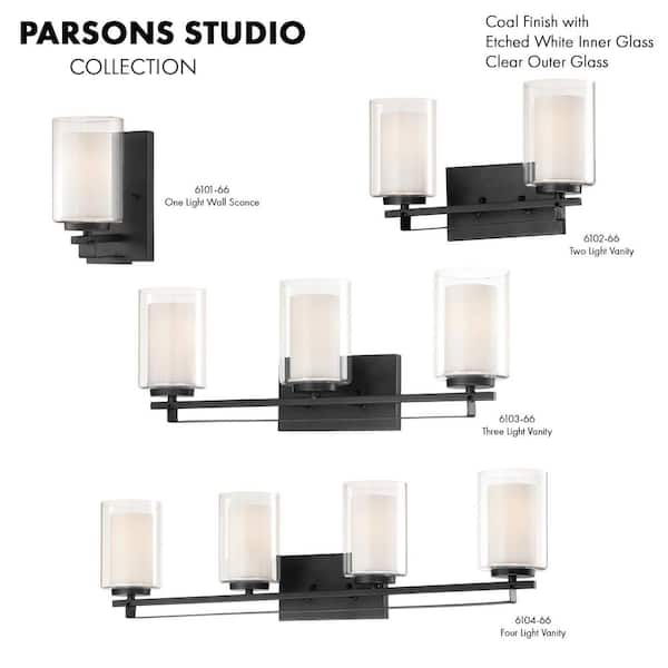 Parsons Studio 5-Light Sand Black Candle Style Chandelier with Clear and Etched White Glass Shades