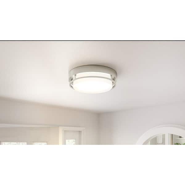 Hale 12 in. 1-Light Brushed Nickel LED Flush Mount