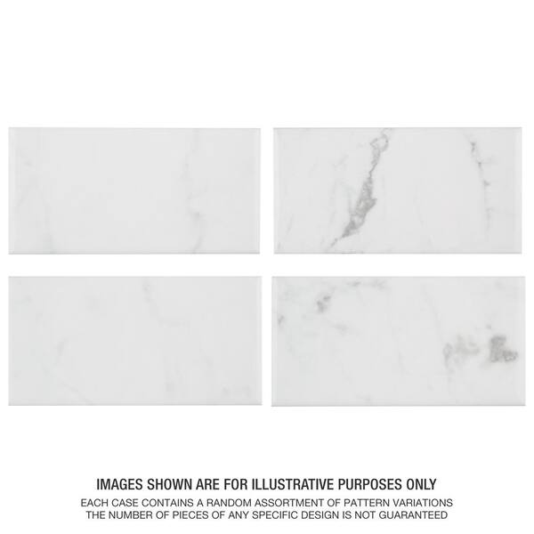 Classico Carrara Glossy 3 in. x 6 in. Ceramic Wall Tile (5.72 sq. ft./Case)