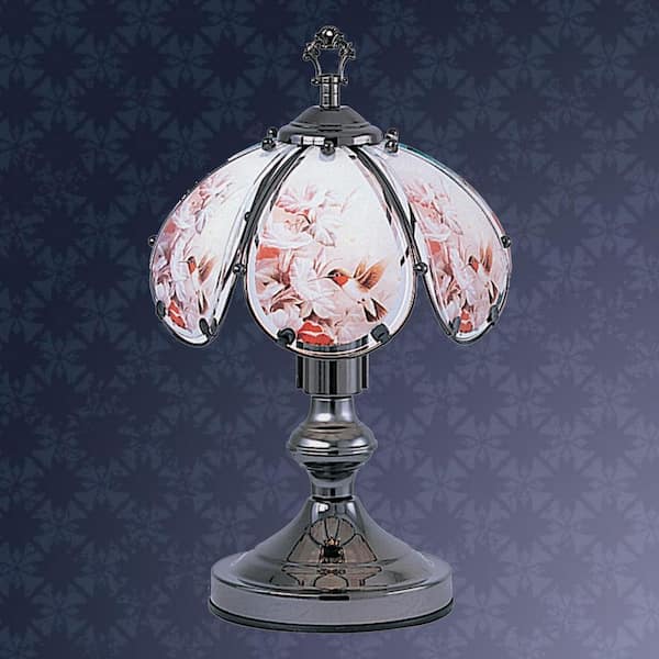 14.25 in. Hummingbird Garden Black Chrome Touch-On Lamp
