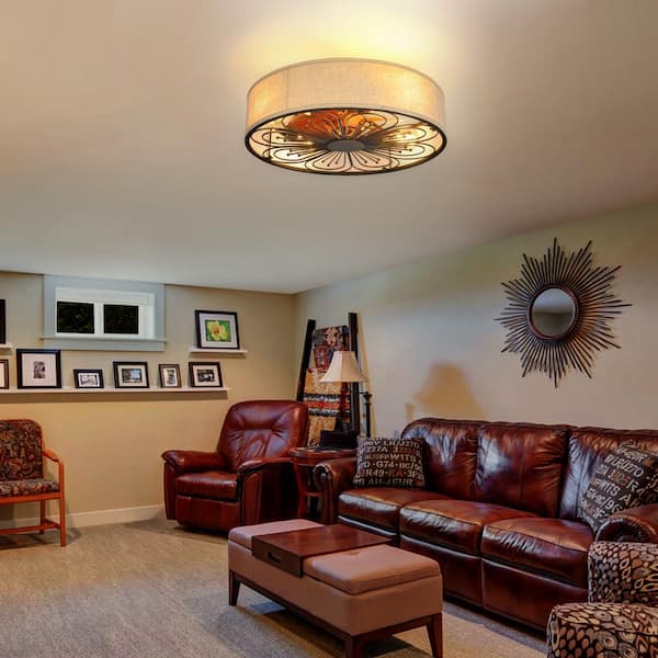 19.7 in. Indoor Bronze Smart Low Profile Ceiling Fan with Remote and Light Kit