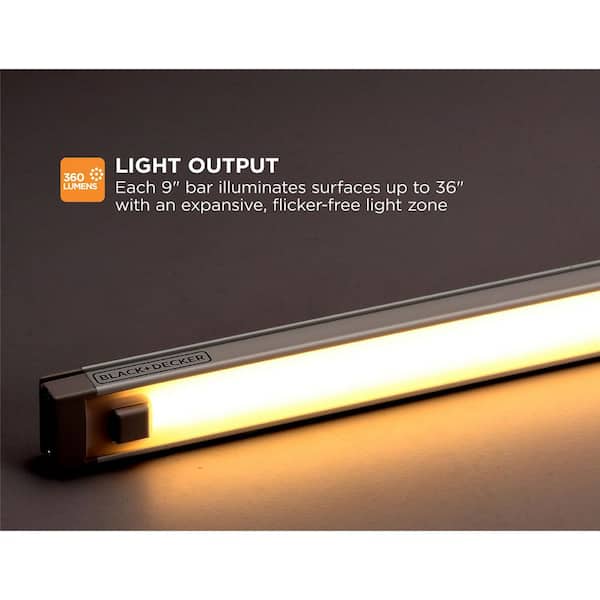 9 in. LED Warm White 2700K, Dimmable, 1-Bar Under Cabinet Lights Kit with Hands-Free On/Off (Tool-Free Plug-in Install)