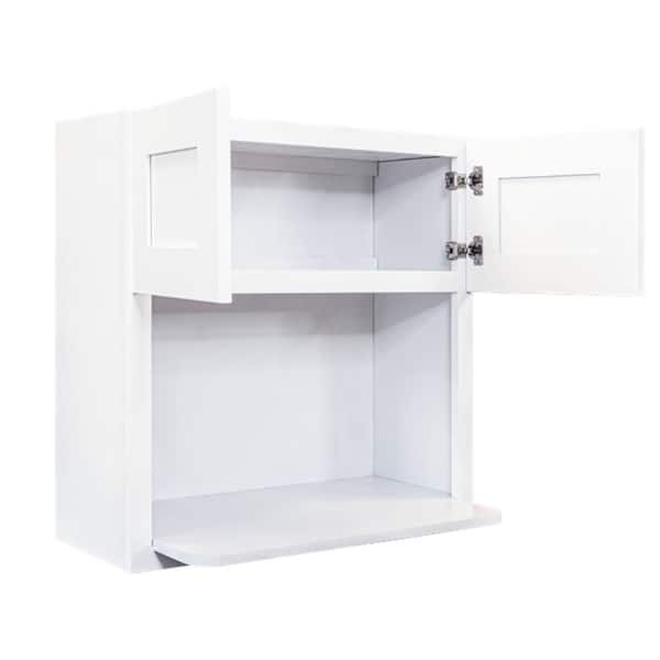 Lancaster White Plywood Shaker Stock Assembled Wall Microwave Kitchen Cabinet 30 in. W x 36 in. H x 12 in. D