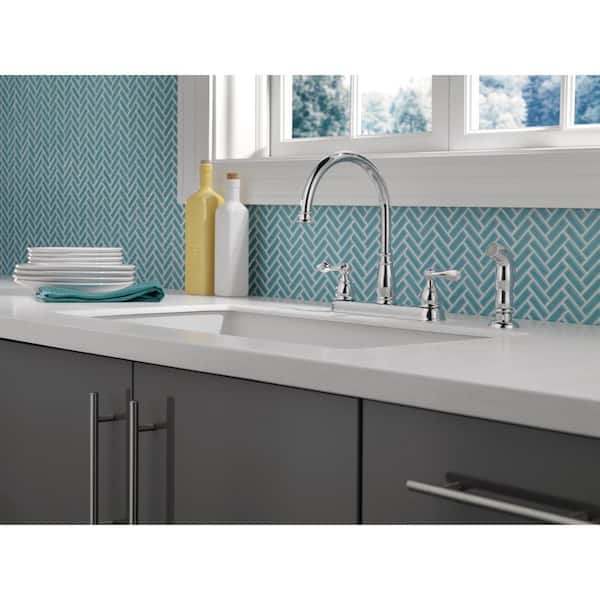 Windemere 2-Handle Standard Kitchen Faucet with Side Sprayer in Chrome
