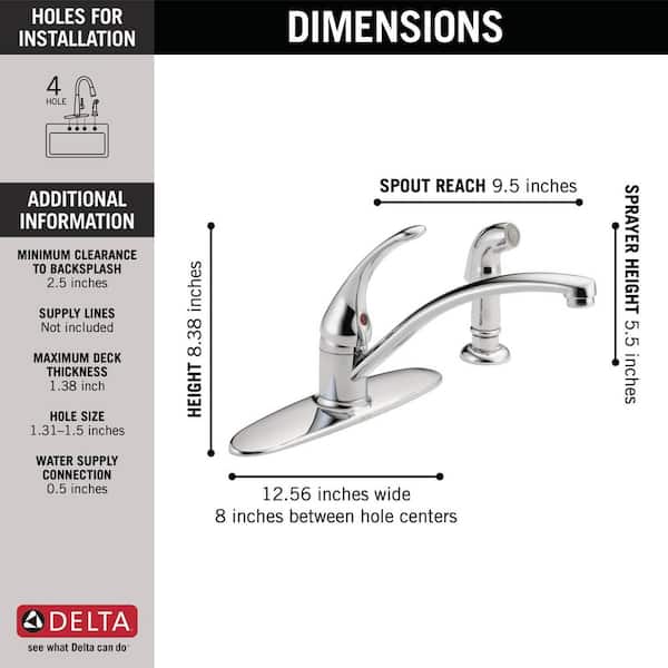 Foundations Single-Handle Standard Kitchen Faucet with Side Sprayer in Chrome