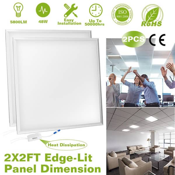 2-Pieces 23.62 in. L x 23.62 in. W 5800-Lumens Integrated LED Panel Light Ceiling Lighting, 7000K, Cold White