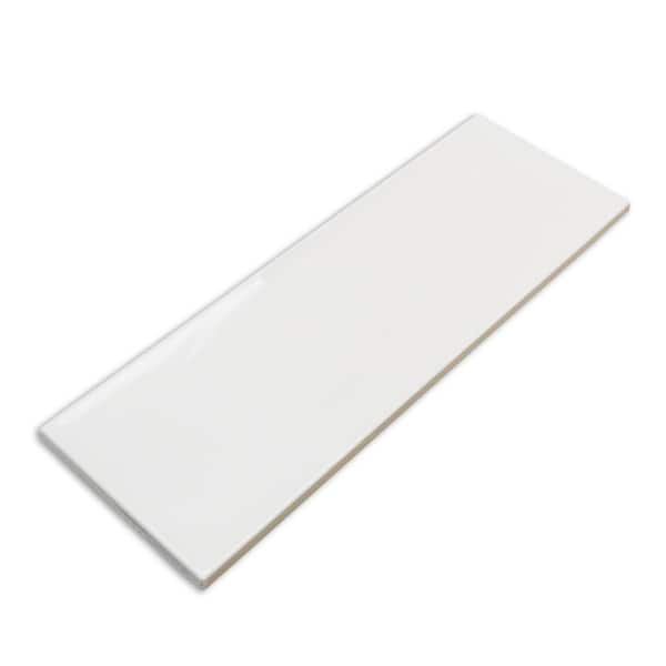 Pier White 4 in. x 12 in. 6 mm Polished Ceramic Subway Wall Tile (33-Piece) (10.76 sq. ft./Box)