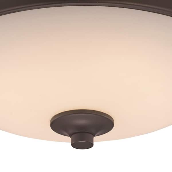 11 in. Oil Rubbed Bronze Integrated LED Flush Mount Ceiling Light Fixture with Frosted Glass Shade