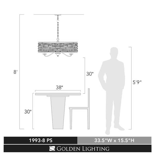 Amalya Collection 8-Light Peruvian Silver Chandelier