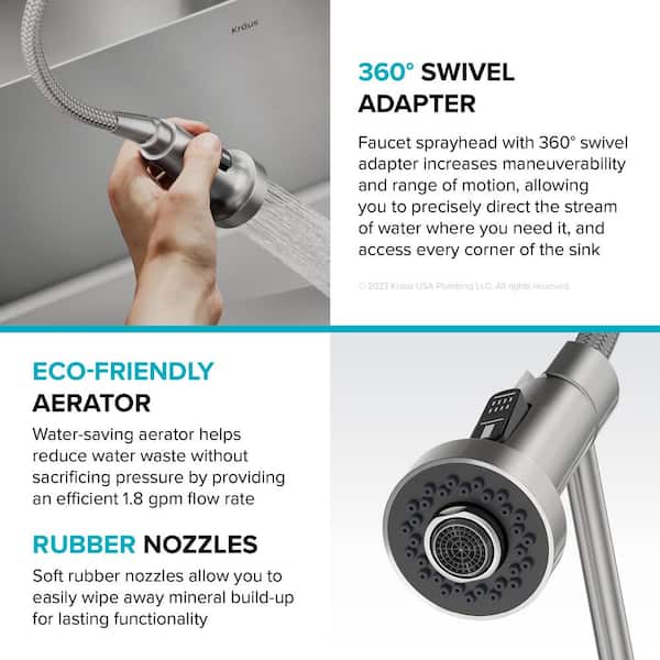 Loften Stainless Steel 25in. Single Bowl Drop-in/Undermount Kitchen Sink with Pull Down Faucet in Spot Free Stainless