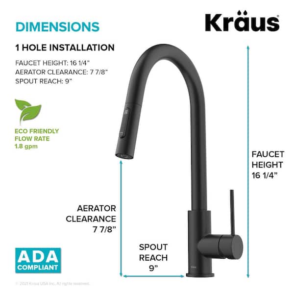 Oletto Single Handle Pull Down Sprayer Kitchen Faucet in Matte Black