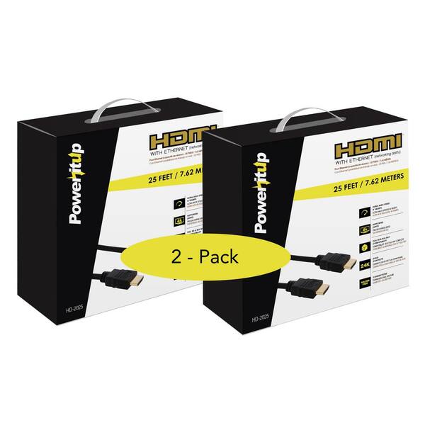 25 ft. HDMI v2.0 Cable with Ethernet in Black (2-Pack)