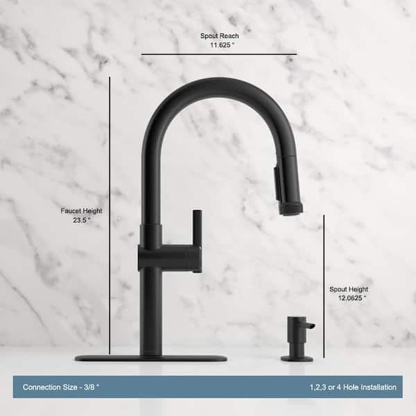 Rune Single-Handle Pull-Down Sprayer Kitchen Faucet in Matte Black