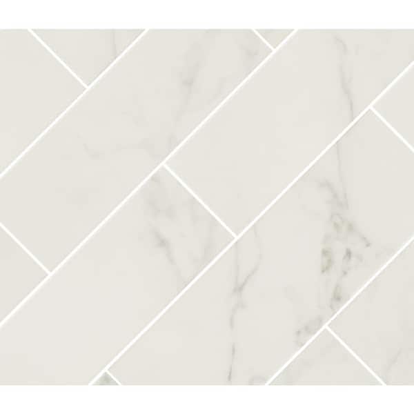Kalypso Monet 4 in. x 12 in. Glossy Ceramic White Subway Wall Tile (10.76 sq. ft./Case)