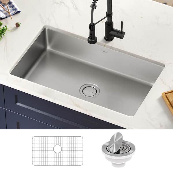Dex 16-Gauge Stainless Steel 31.5 in. Single Bowl Undermount Kitchen Sink