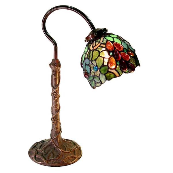 18 in. Grape Bronze/Multicolored Desk Lamp with Inline Switch