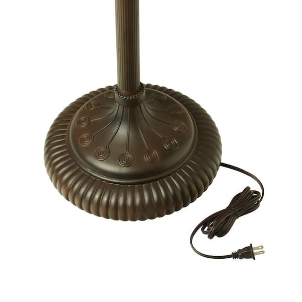 Amelia 63.75 in. Antique Bronze and Pink Rose Tiffany-Style Stained Glass Floor Lamp