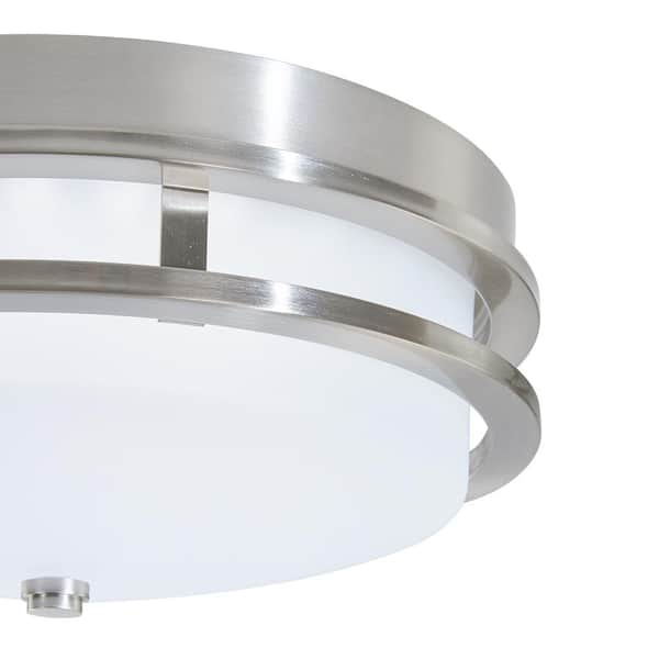 13.75 in. 1-Light Brushed Nickel LED Flush Mount