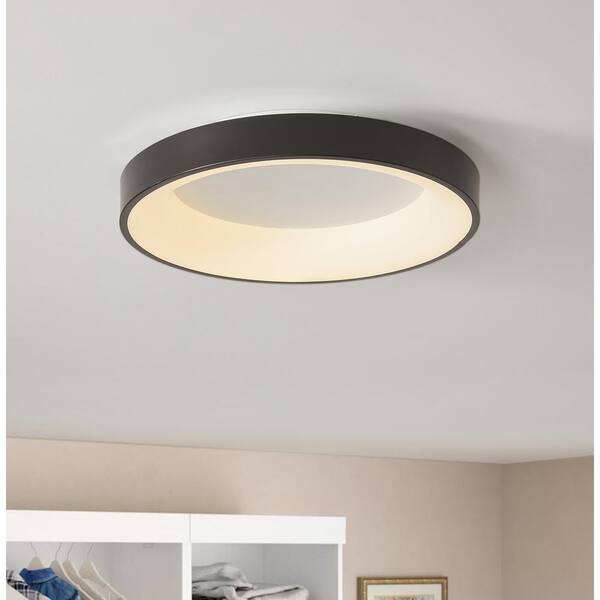 19.68 in. 1-Light Black Creative Design Simple Circle 27-Watt Integrated LED Flush Mount Light Ceiling