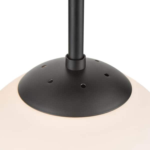 Zeno 1-Light Black Globe Ceiling Light with White Glass Shade