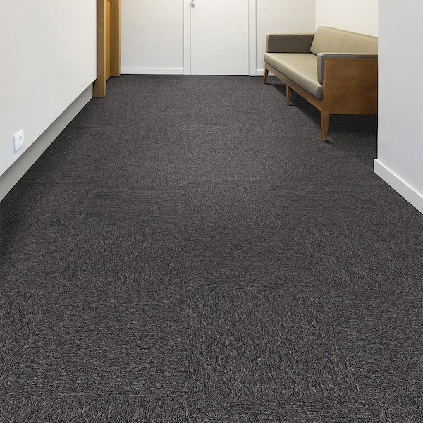Rules Of Conduct Gray Commercial 24 in. x 24 Glue-Down Carpet Tile (24 Tiles/Case) 96 sq. ft.