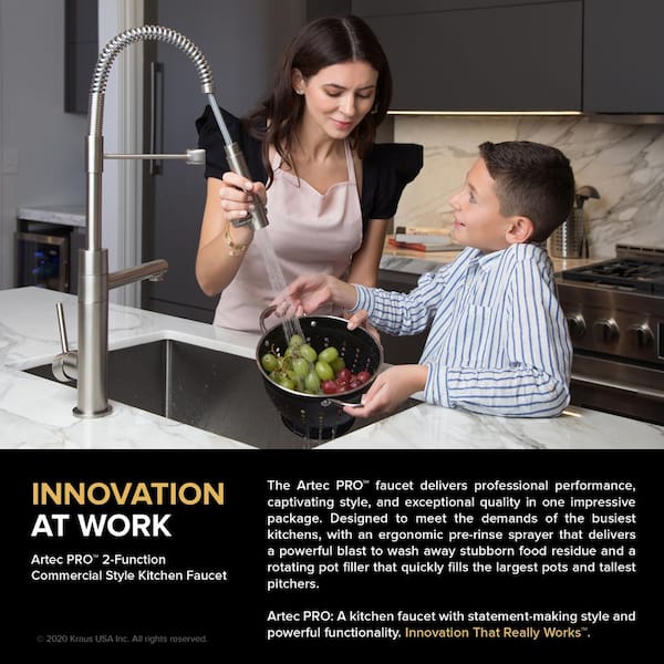 Artec Pro Single Handle Pull Down Sprayer Kitchen Faucet with Pot Filler in Spot Free Antique Champagne Bronze