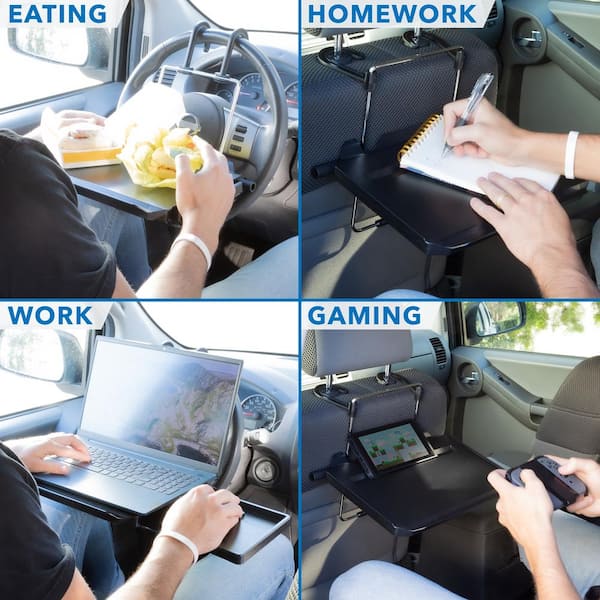 Height Adjustable Steering Wheel and Head Rest Laptop Tray