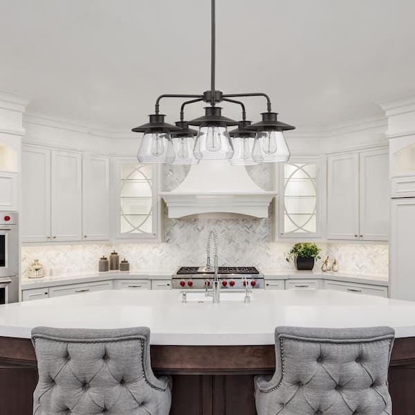Nate 5-Light Oil Rubbed Bronze Chandelier with Clear Glass Shades