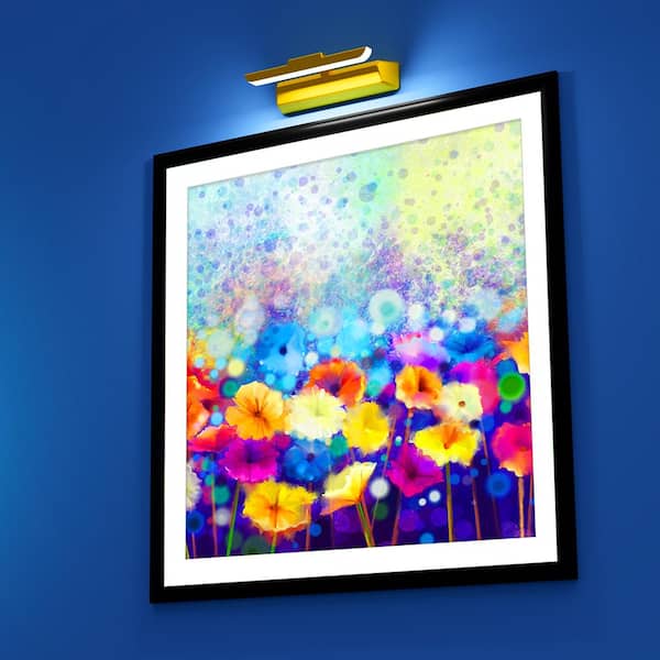 Satin Gold 16 in. LED Swivel Picture Light with Remote Control